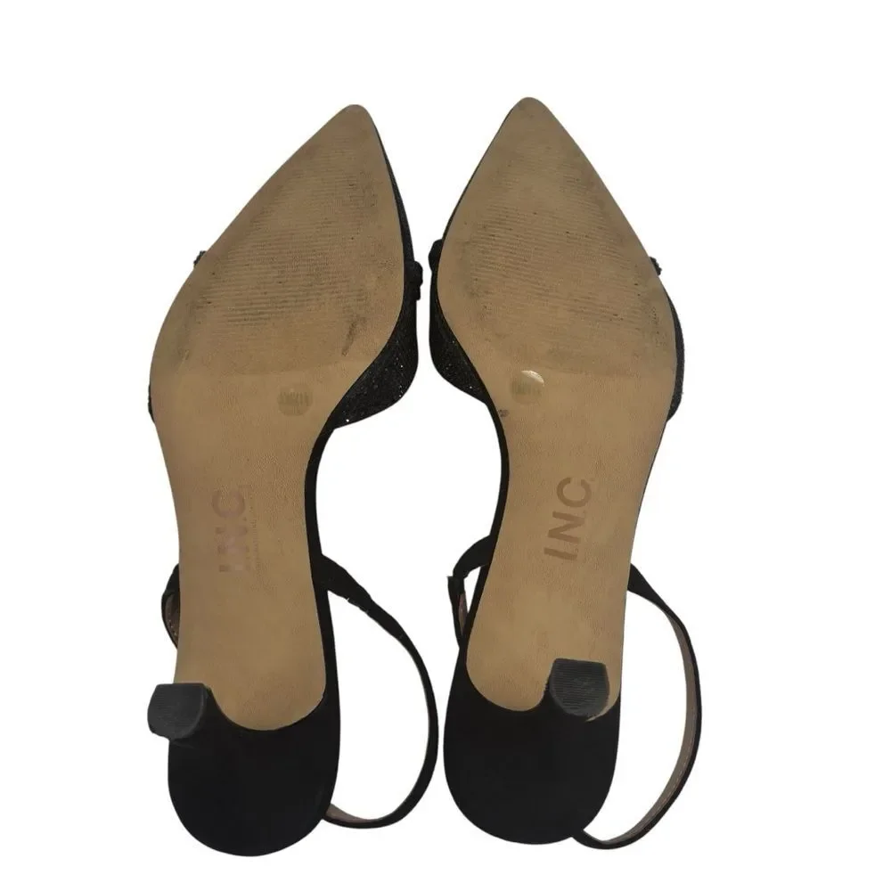 INC International Concepts Gelsey Kitten Heel Slingback Pointed Toe Bow Sz10